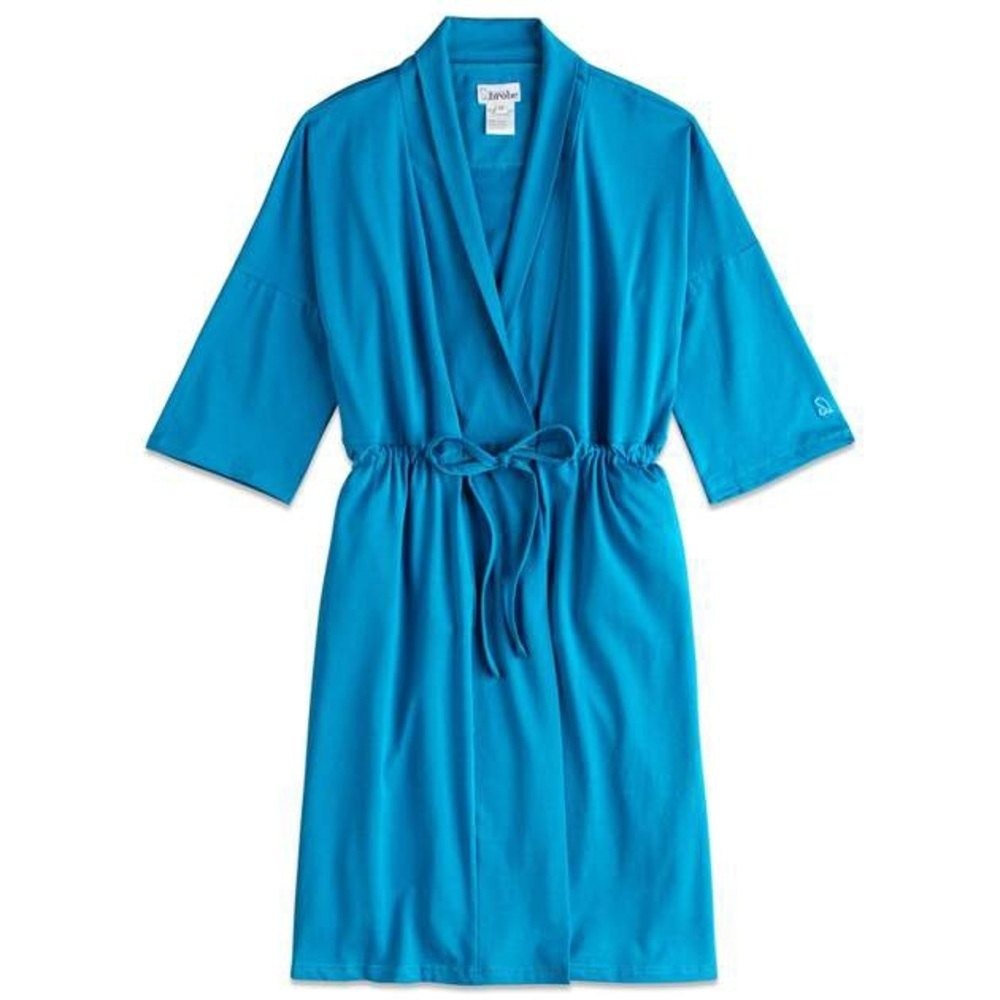 Brobe Recovery Robe Womens Large Teal Blue Cotton Blend Post-Op Loungewear L